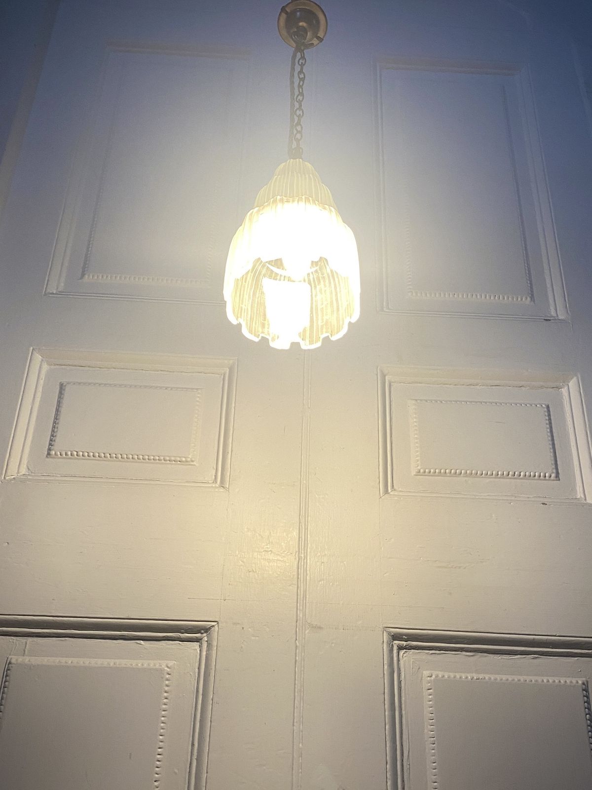 French Art Deco 'Waterfall' Glass Pendant Light By Sabino. photo furniture