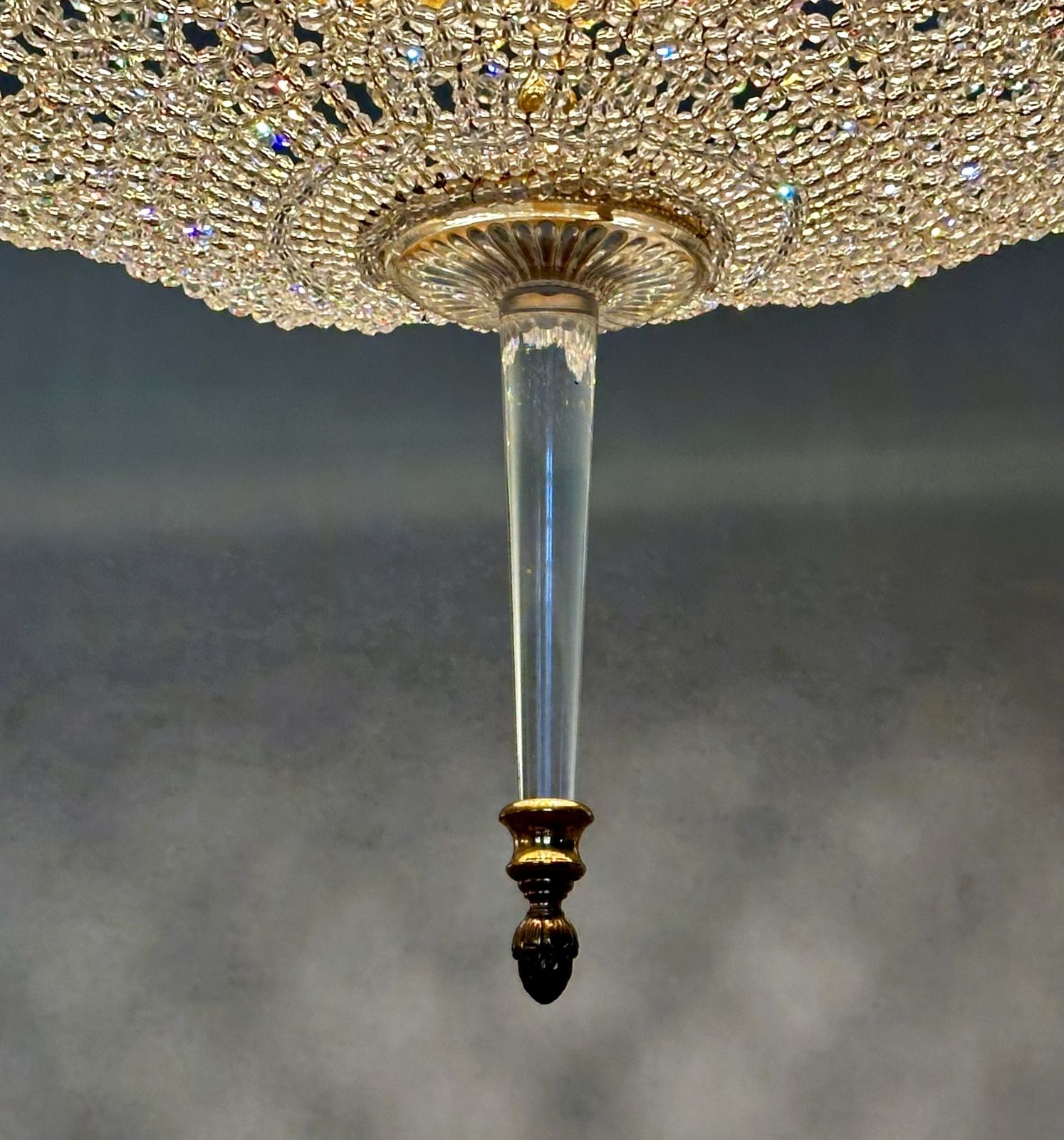 Large Crystal Beadwork And Lucite Chandelier C1970. Attributed To Preciosa. photo for sale