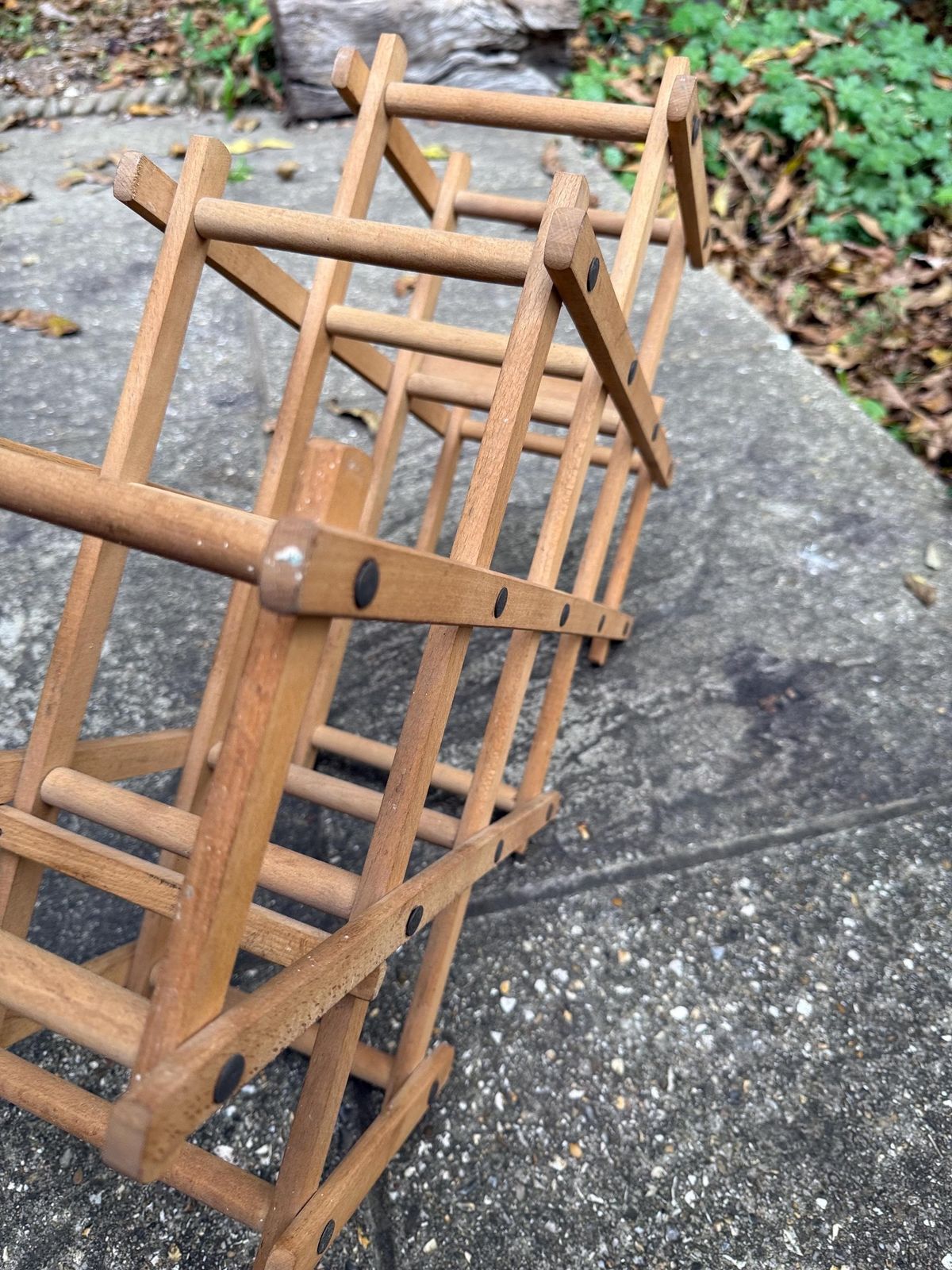 Vintage Folding Wooden Wine Rack Mid Century Expandable Bottle Holder, Retro Scandi Home Bar Decor, Retro Wine Rack photo vintage