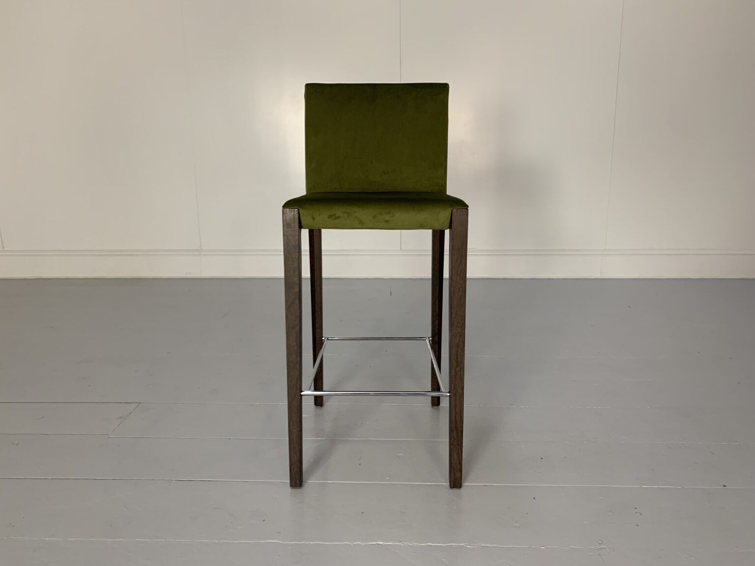 Walter Knoll “Andoo” Bar Stool – In Green Velvet & Walnut photo furniture