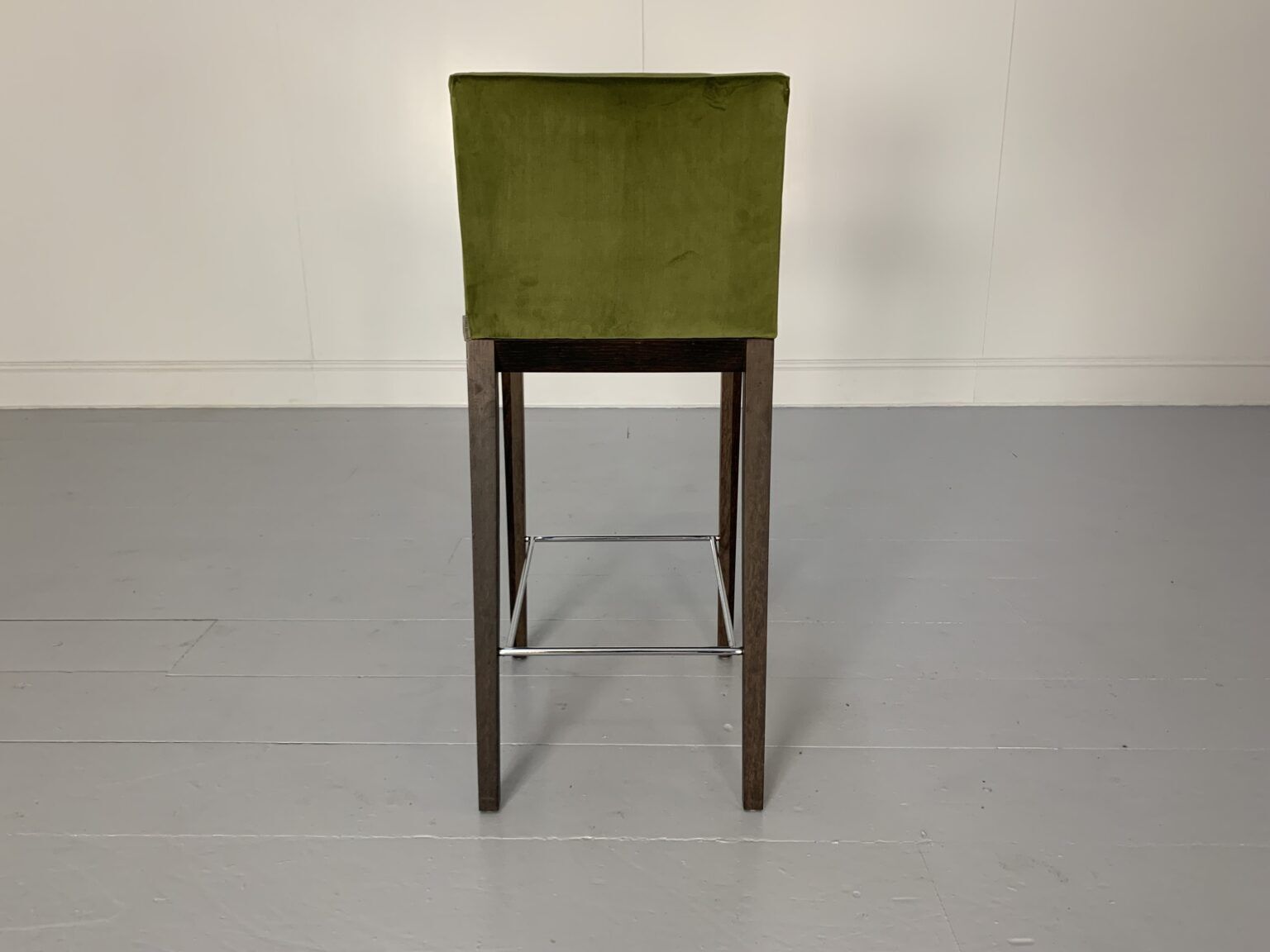 Walter Knoll “Andoo” Bar Stool – In Green Velvet & Walnut photo vinterior