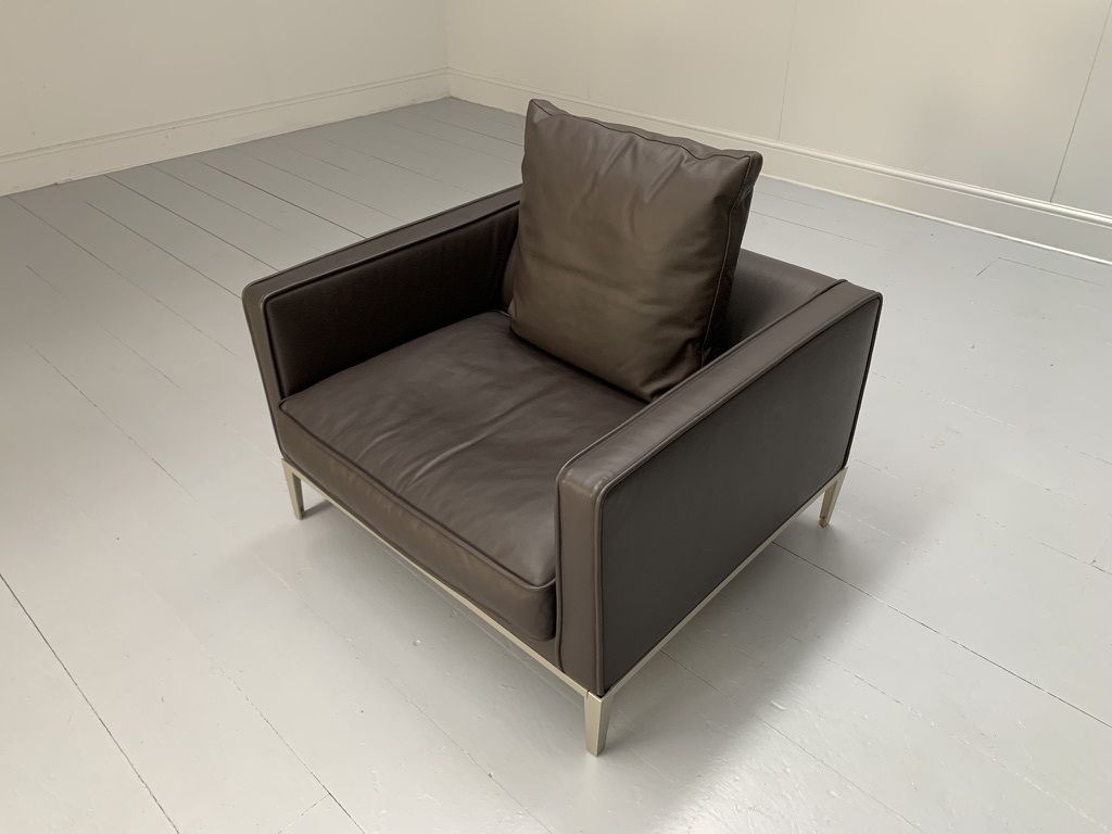 B&B Italia “Simpliciter” Large Armchair – In “Gamma” Dark Brown Leather photo buy