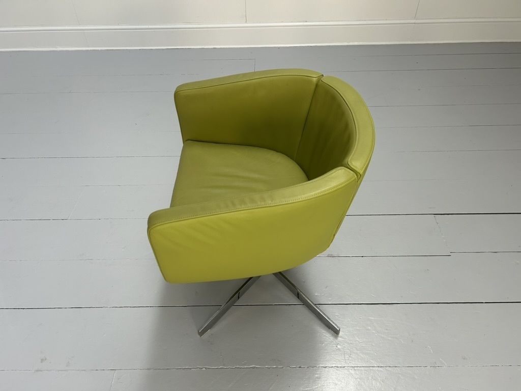 Furniture Pair Of B&B Italia “Tulip Sixty” Armchairs – In Lime Green “Gamma” Leather photo