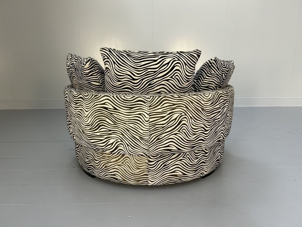Fendi Casa “Efea” Round Loveseat Chaise Sofa – In Zebra Print Hide photo furniture