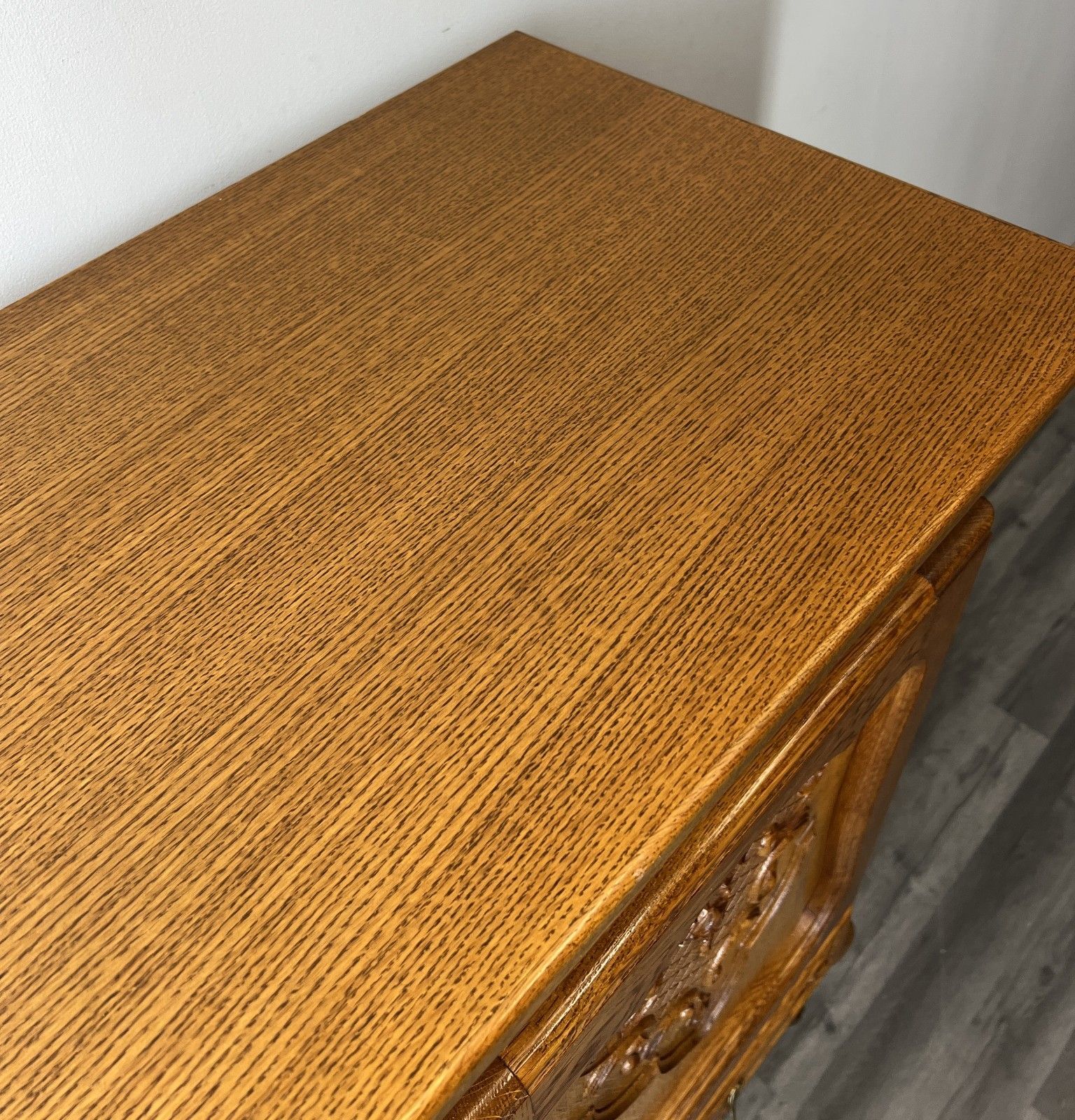 photo for sale Cabinet Vintage French Louis Oak Carved 2 Doors Cupboard Drawer & Key Lot 4342
