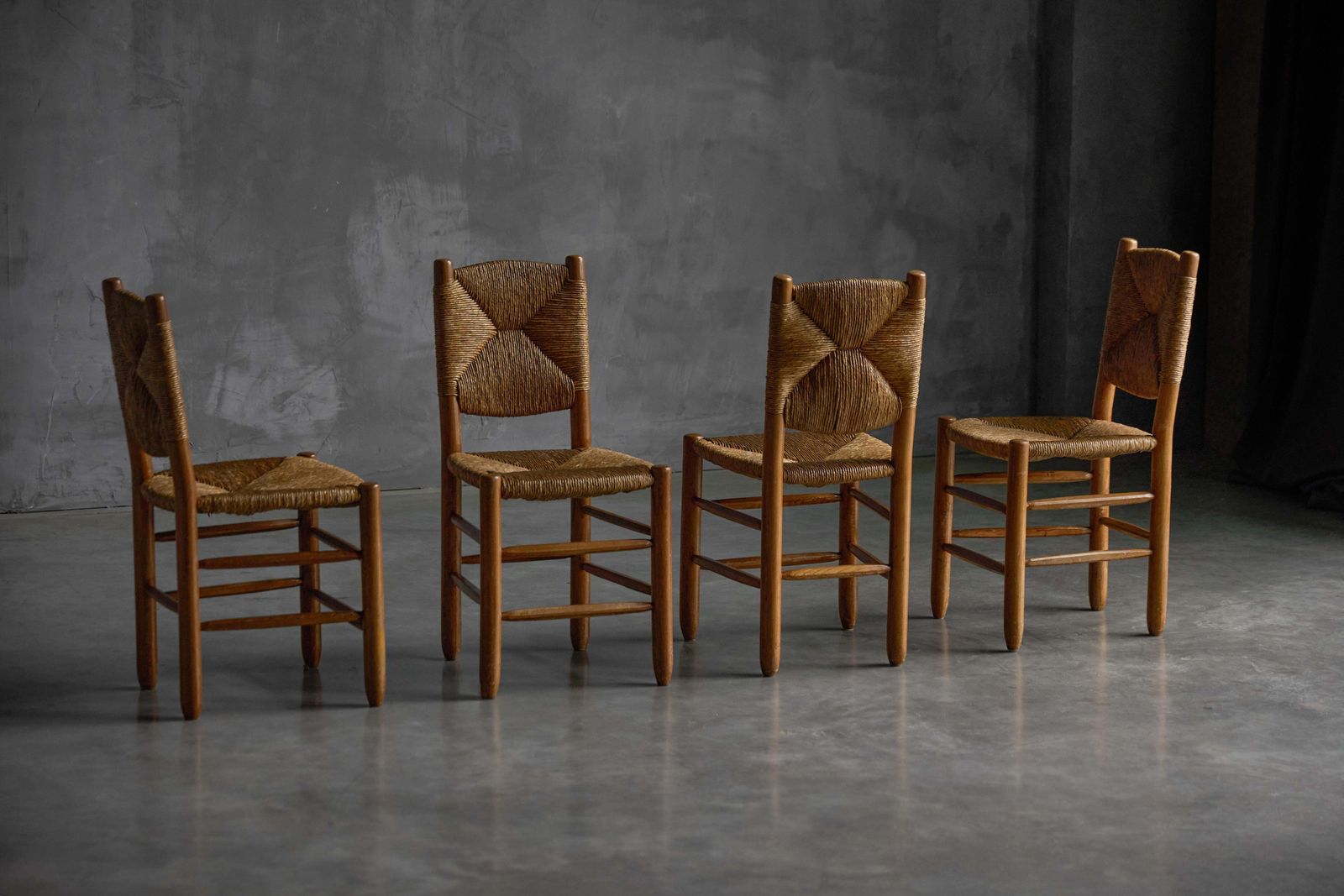 "Bauche" Dining Chairs By Charlotte Perriand For Steph Simon, France, 1950s photo Furniture