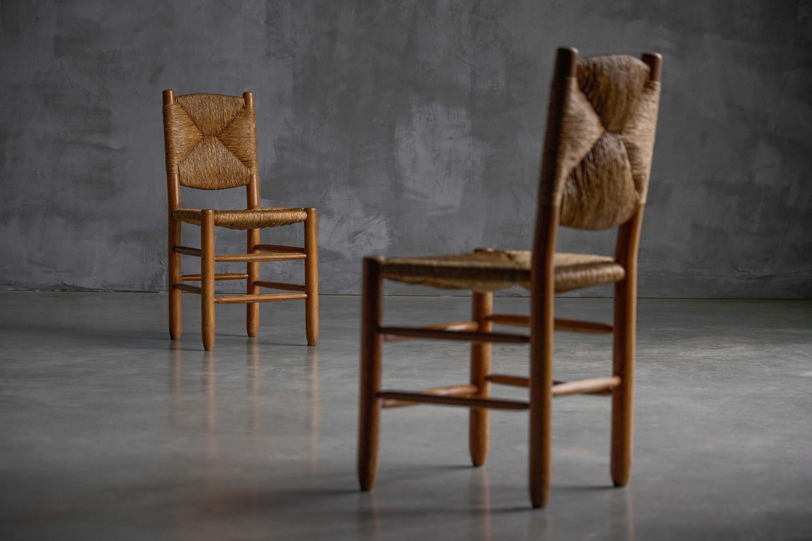 "Bauche" Dining Chairs By Charlotte Perriand For Steph Simon, France, 1950s photo vintage