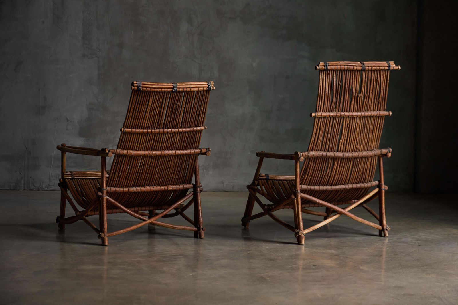 Rustic Reclining Chairs In Handcrafted Wicker, France, 1950s photo Furniture