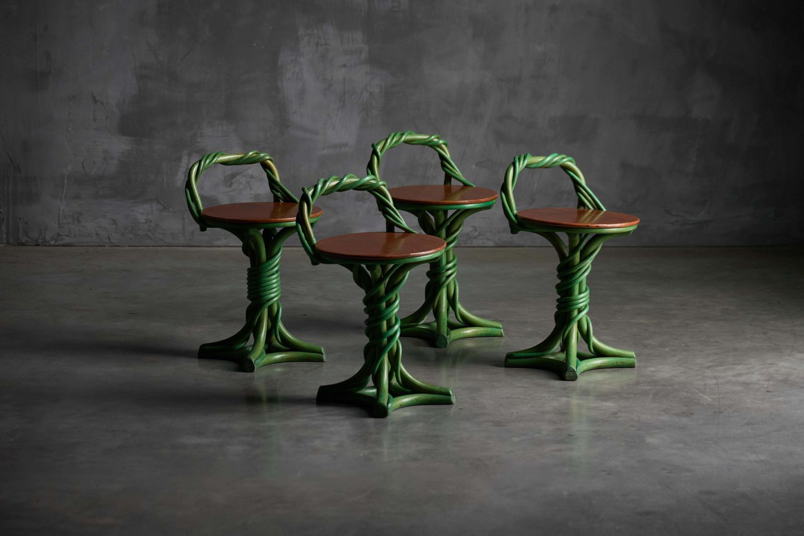 Whimsical Vine Twist Stools, France, Late 20th Century photo for sale