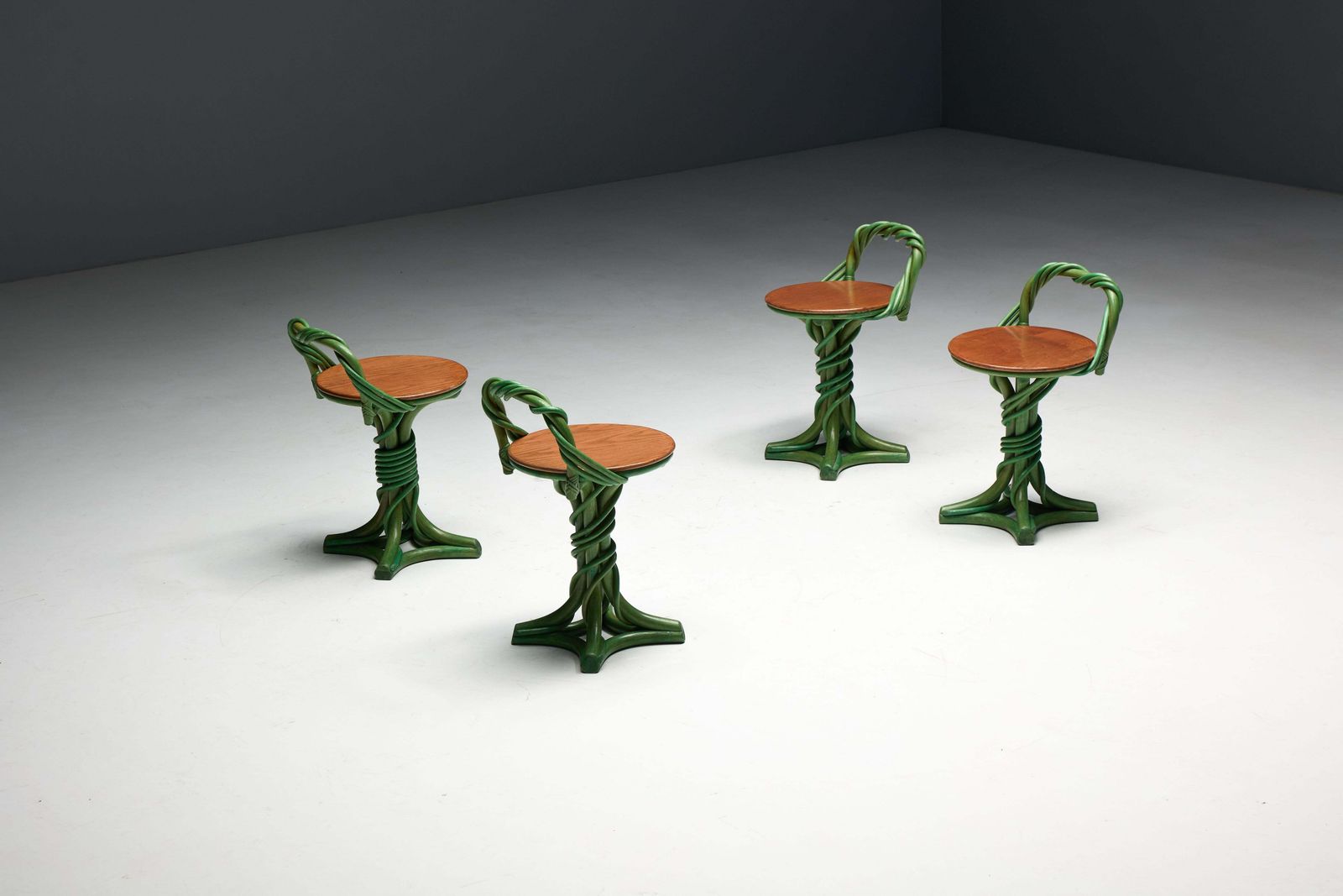 photo vinterior Whimsical Vine Twist Stools, France, Late 20th Century