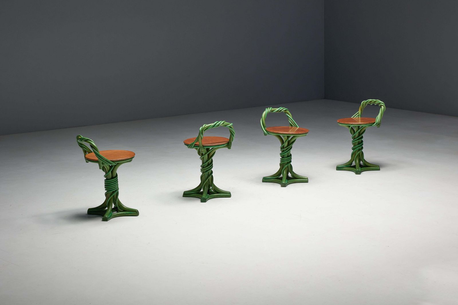 photo buy Whimsical Vine Twist Stools, France, Late 20th Century
