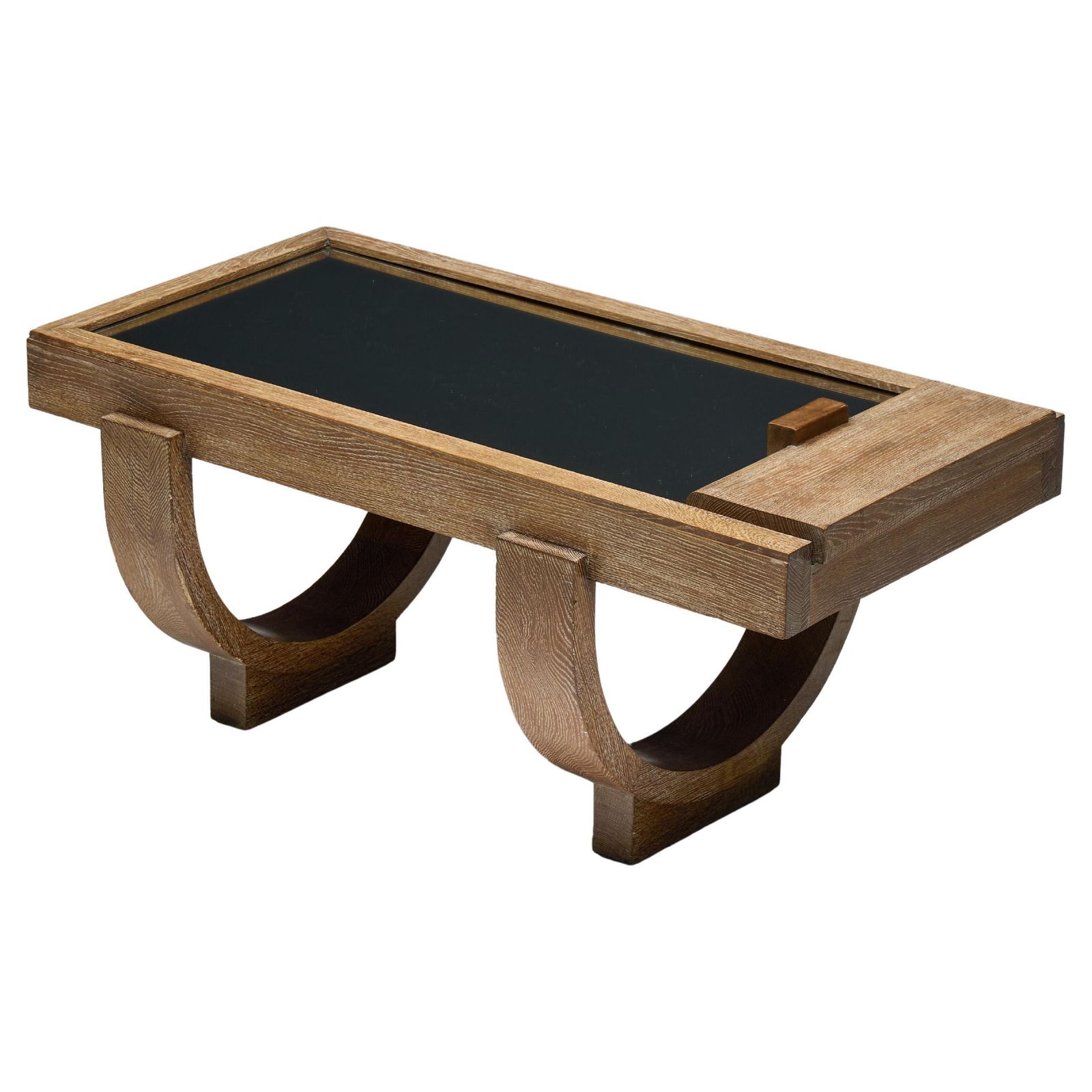Cerused Oak Art Deco Coffee Table, France, Mid 20th Century