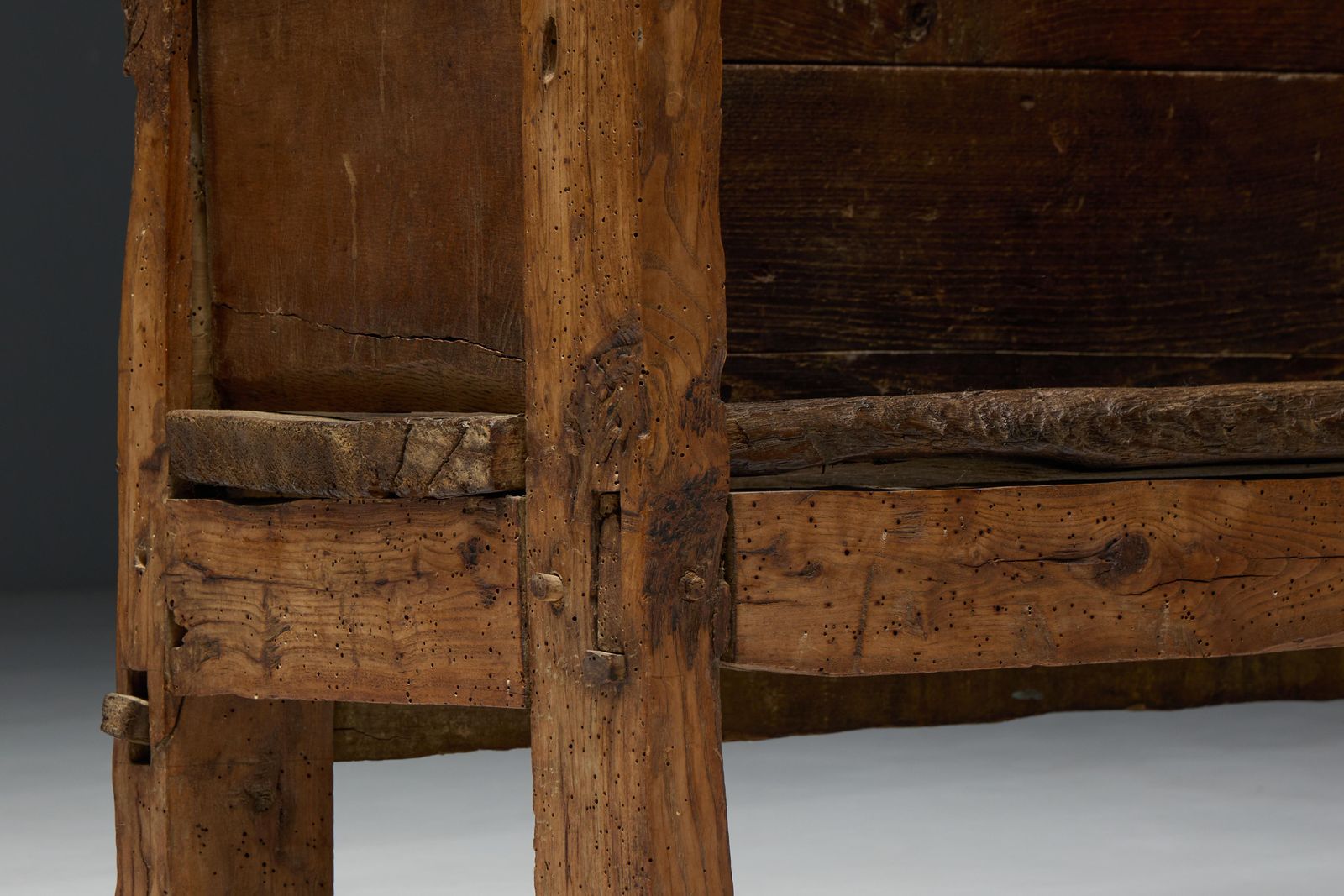 Furniture Primitive Robust Bench, France, 19th Century photo