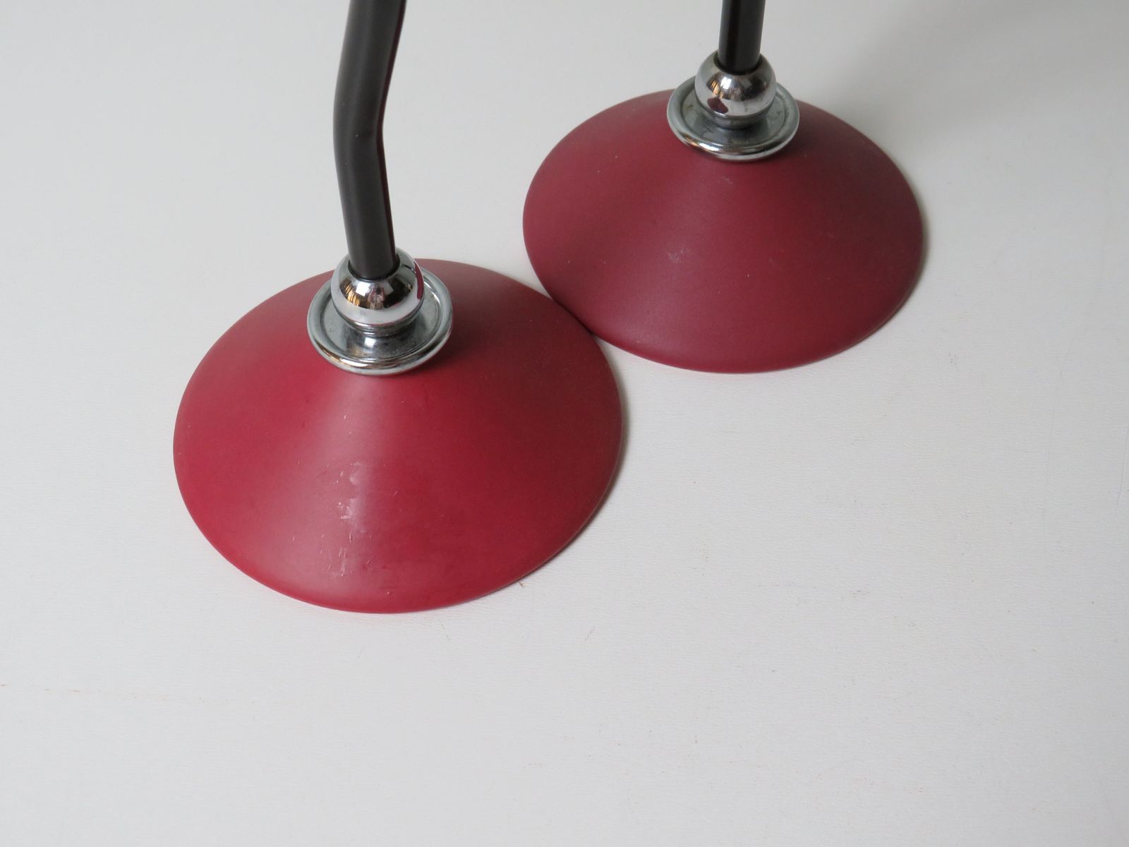 Pair Of Memphis Style Candleholders, Ceramic And Metal With Chrome Details, 1980s Postmodern Design photo buy
