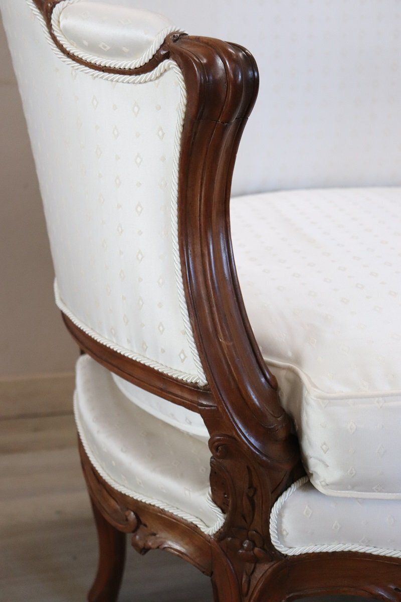 Furniture Antique Walnut Sofa, Late 1800s photo
