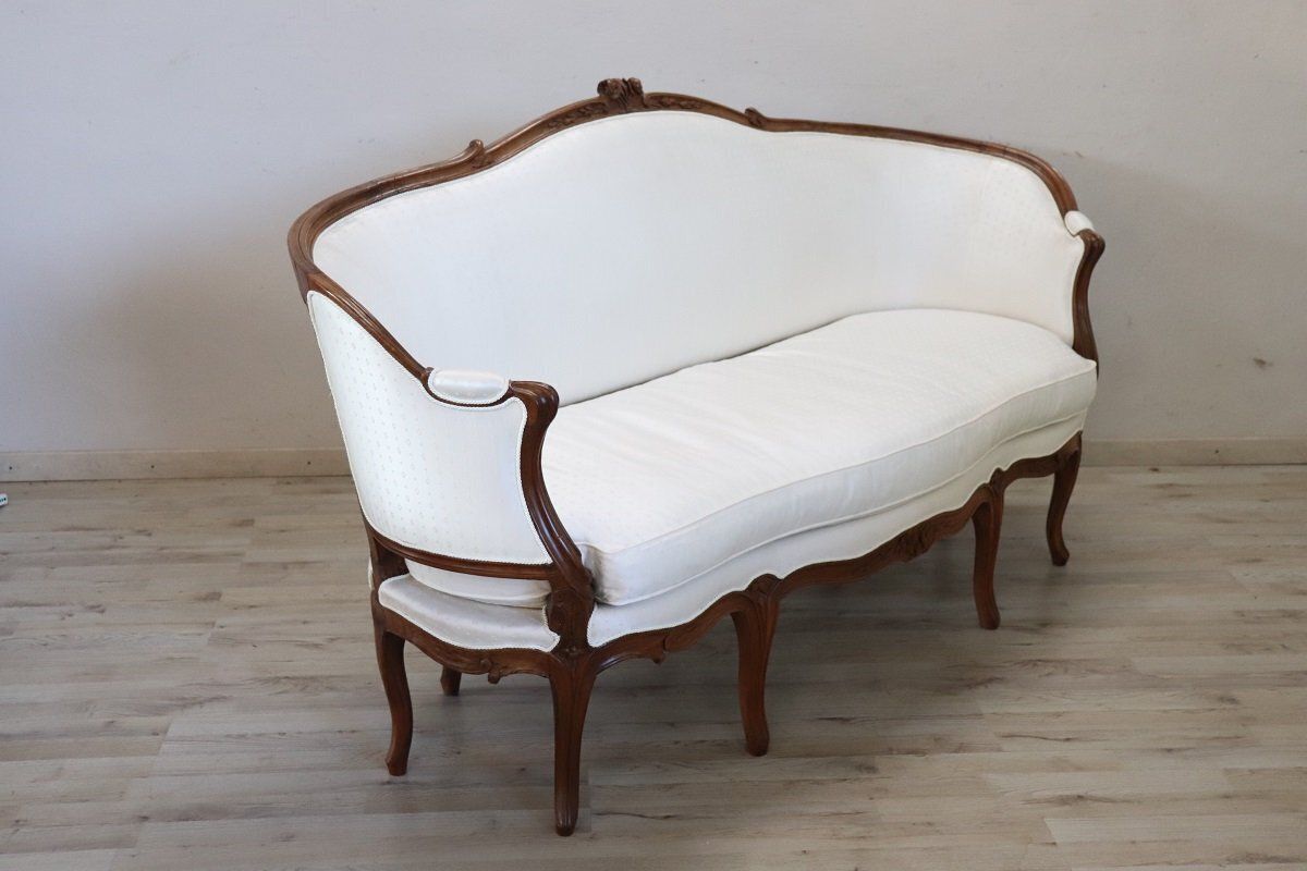 photo vintage Antique Walnut Sofa, Late 1800s