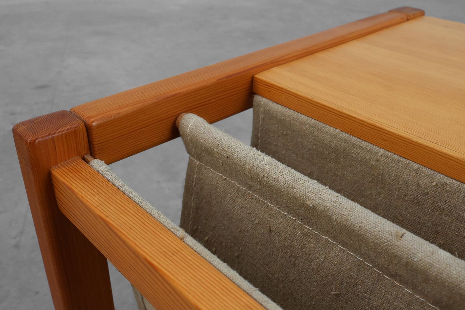 Pine And Linen Safari Series Coffee Table With Magazine Rack By Karin Möbring For Ikea, Sweden, 1970s photo buy