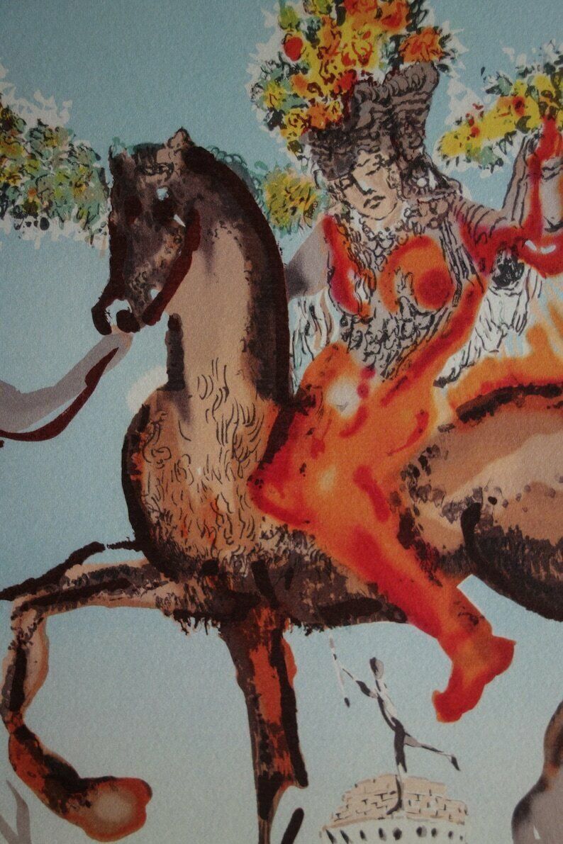 Fine Surrealist Limited Edition Print, Horse Rider, Salvador Dali, Signed & Numbered In Pencil photo furniture