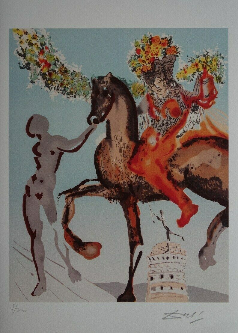 Fine Surrealist Limited Edition Print, Horse Rider, Salvador Dali, Signed & Numbered In Pencil photo buy