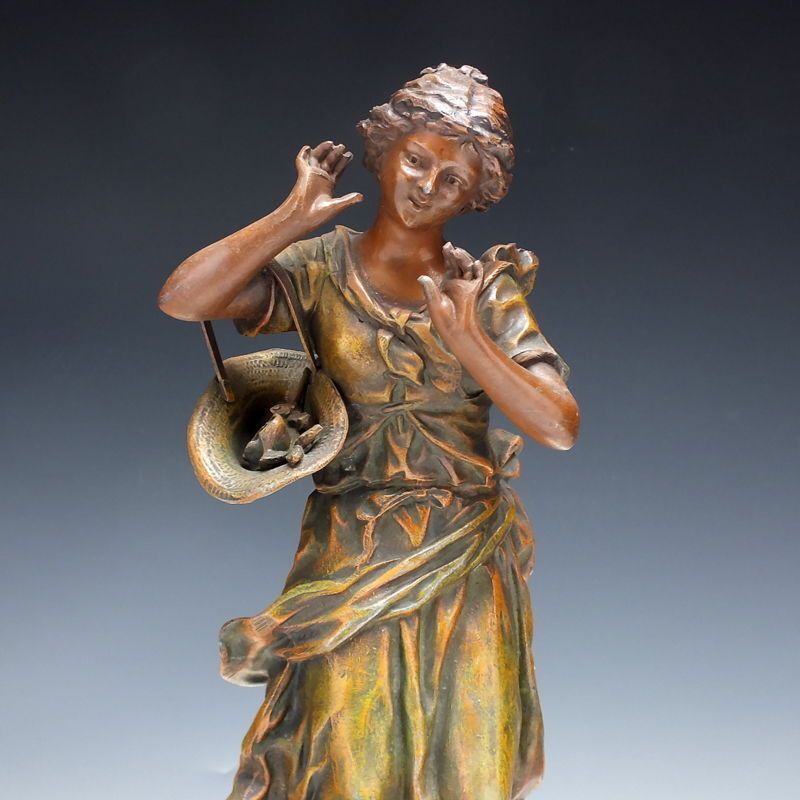 Signed Pair Of 19th Century French Spelter Sculptures By Auguste Moreau C1900 photo buy