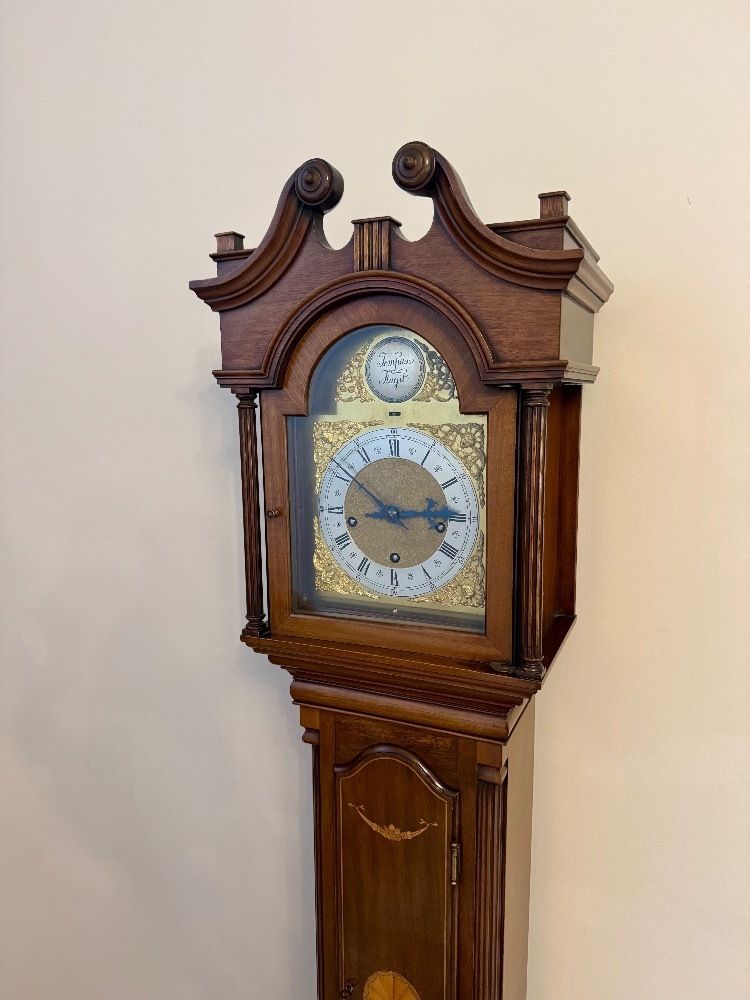 Fantastic Quality Edwardian Mahogany Inlaid Chiming Grandmother Clock photo furniture