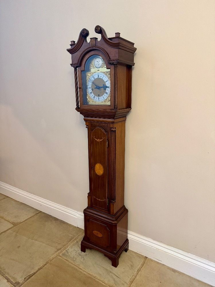 photo furniture Fantastic Quality Edwardian Mahogany Inlaid Chiming Grandmother Clock