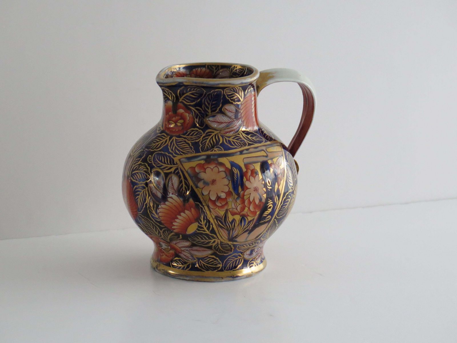 Georgian Masons Ironstone Jug Or Pitcher In School House Ptn Rare Shape, Ca 1815 photo 325.0