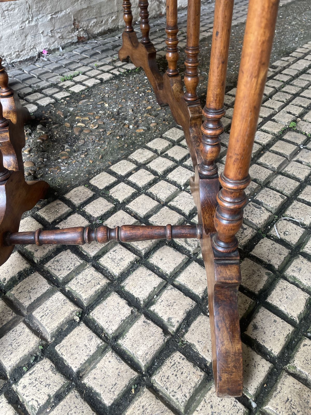 Antique Nest Of 3 Mahogany Tables With Chequered Parquetry Detailing photo 395.0