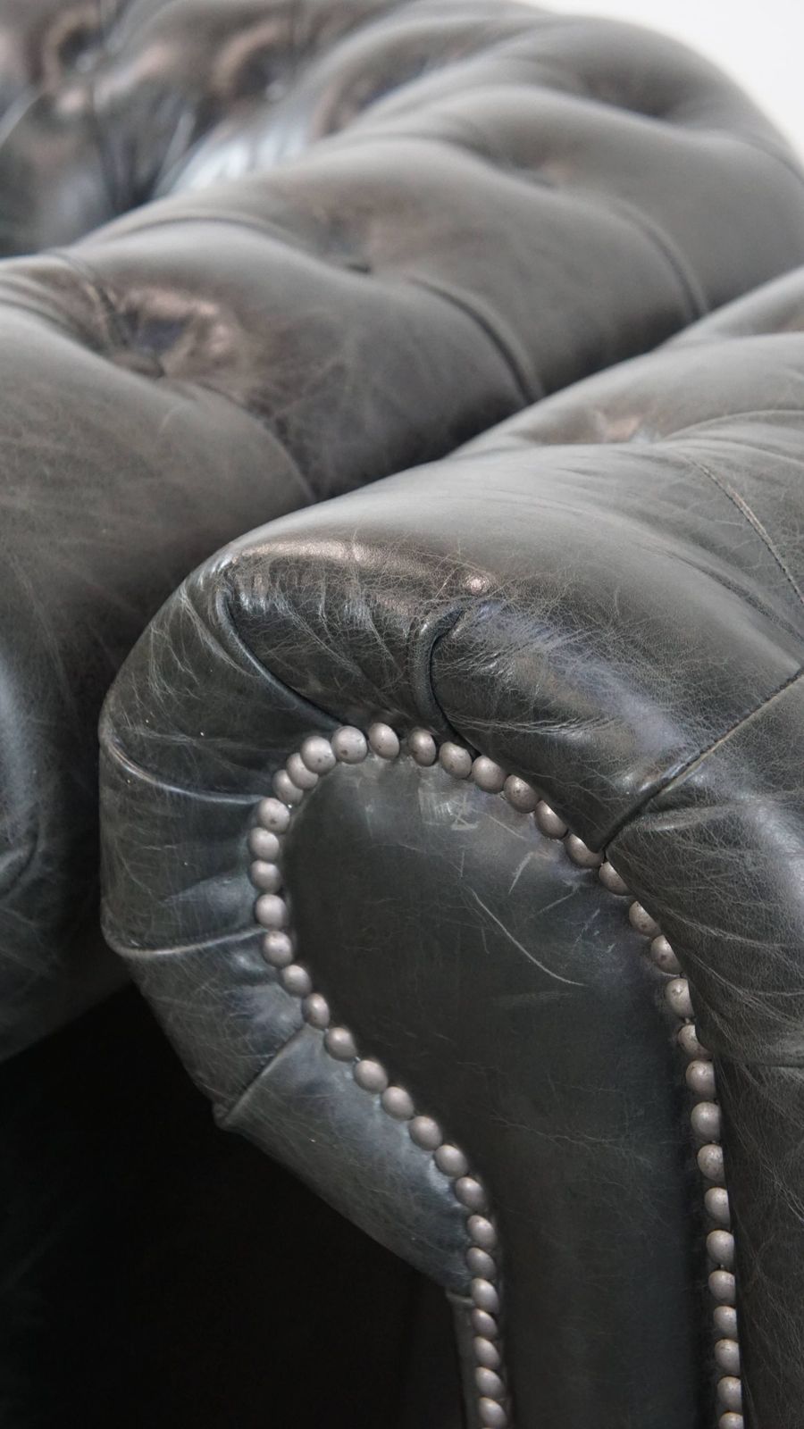 photo buy Timeless And Classic Set Of Spacious Black Chesterfield Armchairs Made Of Characterful Grained Cowhide