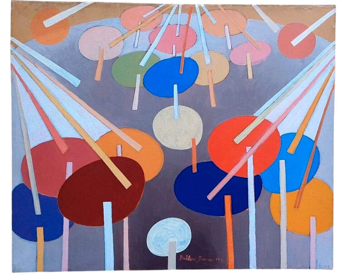 Franco Balleri 1974 Abstract Painting Oil On Canvas photo furniture