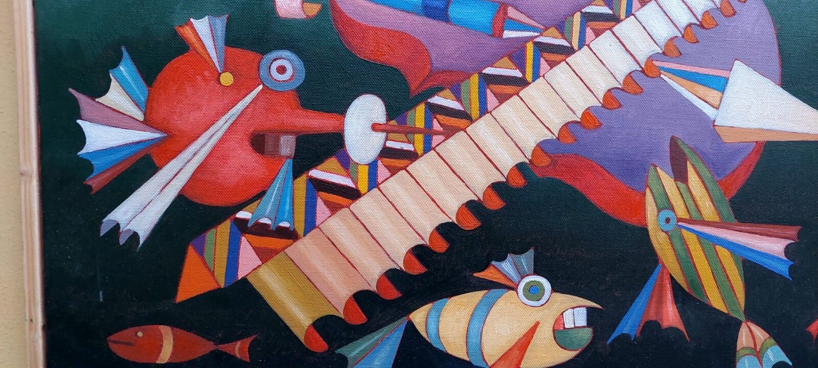 Franco Balleri Abstract Painting Oil On Canvas "Sea And Music" 2008 photo vinterior