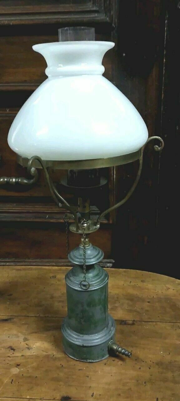 Antique Oil Lamp Metal And Glass 19th Century Original Lamp photo furniture
