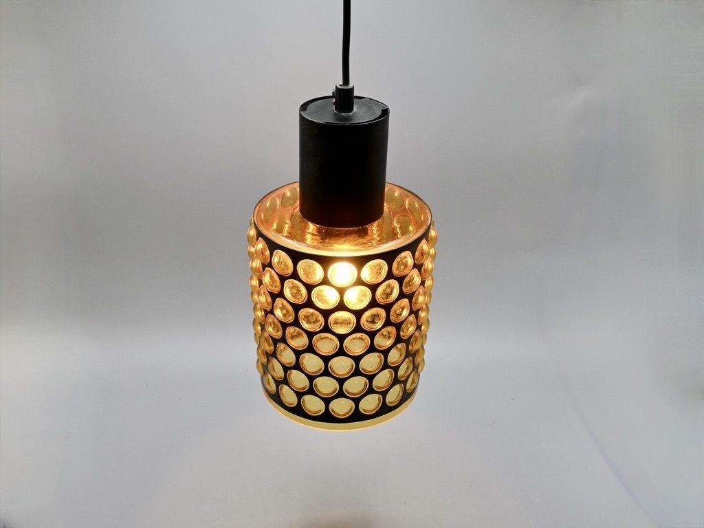 Large  Metal Caged Glass Pendant By Jan Salakari For Lival  Finland, 1960s photo vinterior