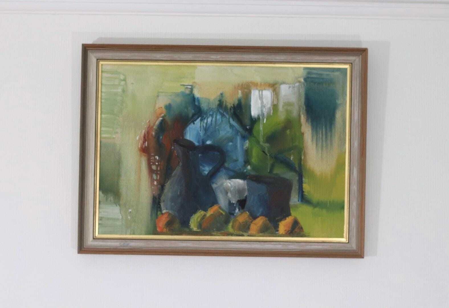 Original Swedish Oil On Canvas – “Vibrant Still Life” – Framed  74 × 54 Cm (29.1" × 21.3")