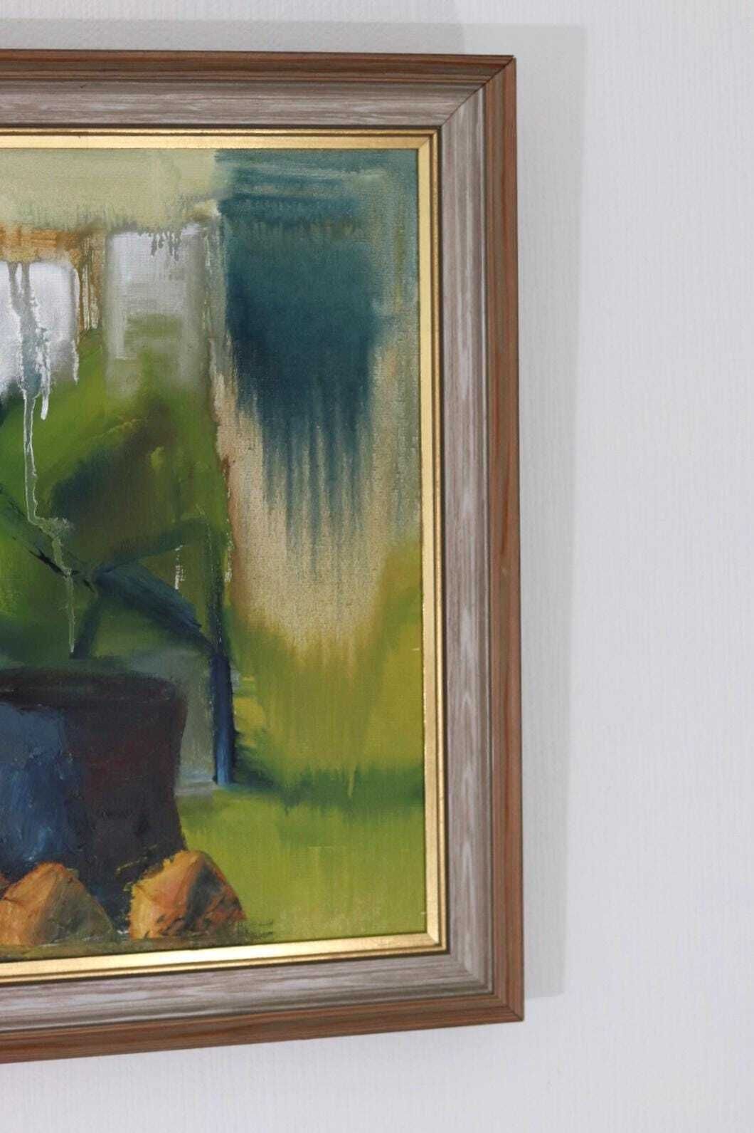 photo vinterior Original Swedish Oil On Canvas – “Vibrant Still Life” – Framed  74 × 54 Cm (29.1" × 21.3")