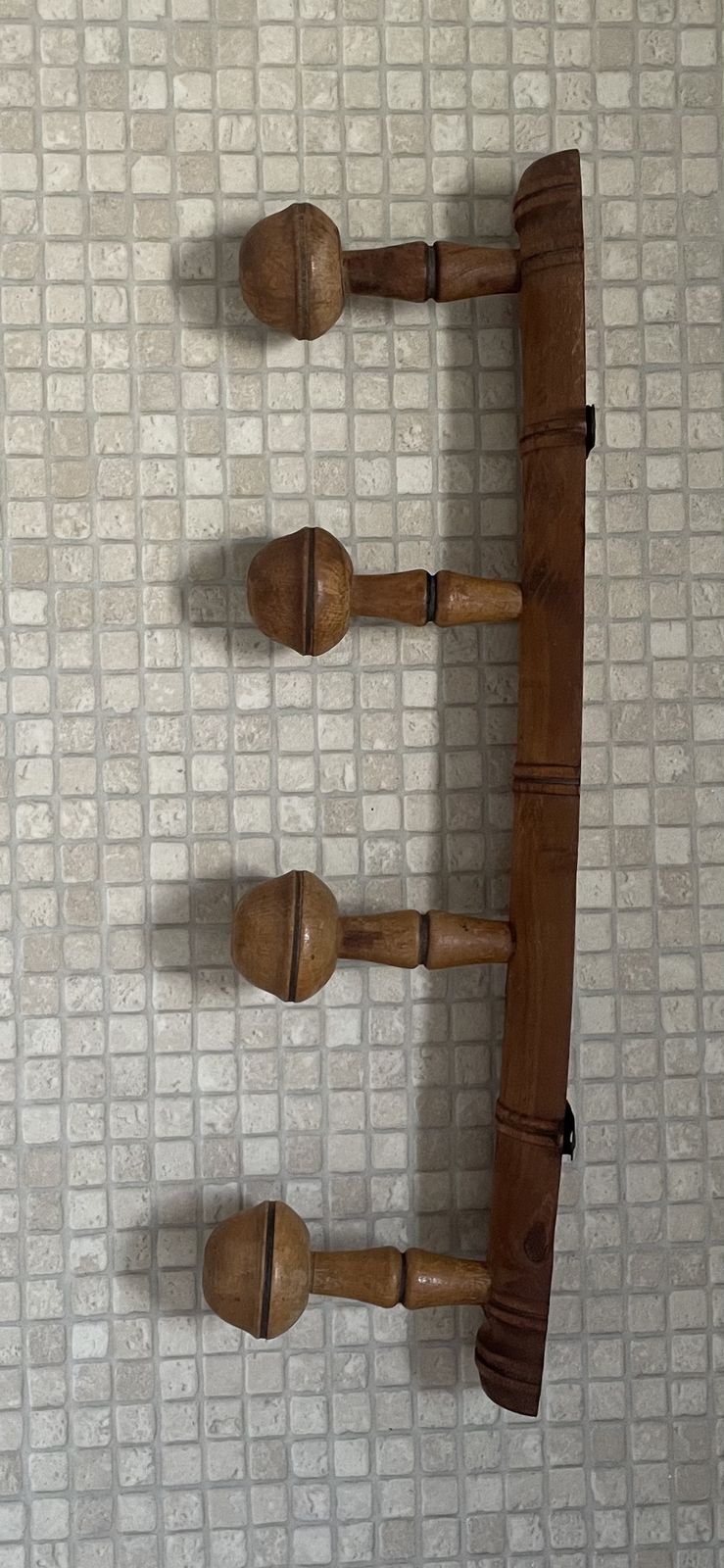 Vintage French Fruit Wood Faux Bamboo  Coat Hat Rack photo for sale
