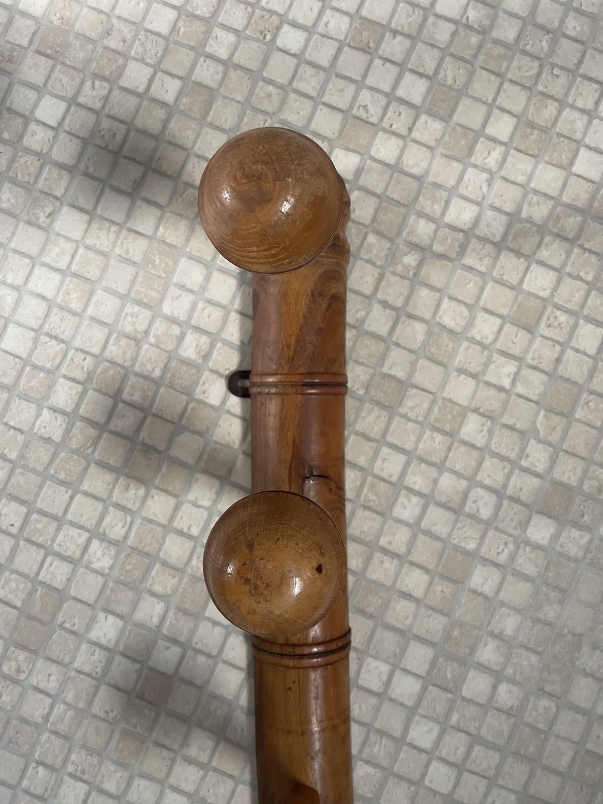 Vintage French Fruit Wood Faux Bamboo  Coat Hat Rack photo buy