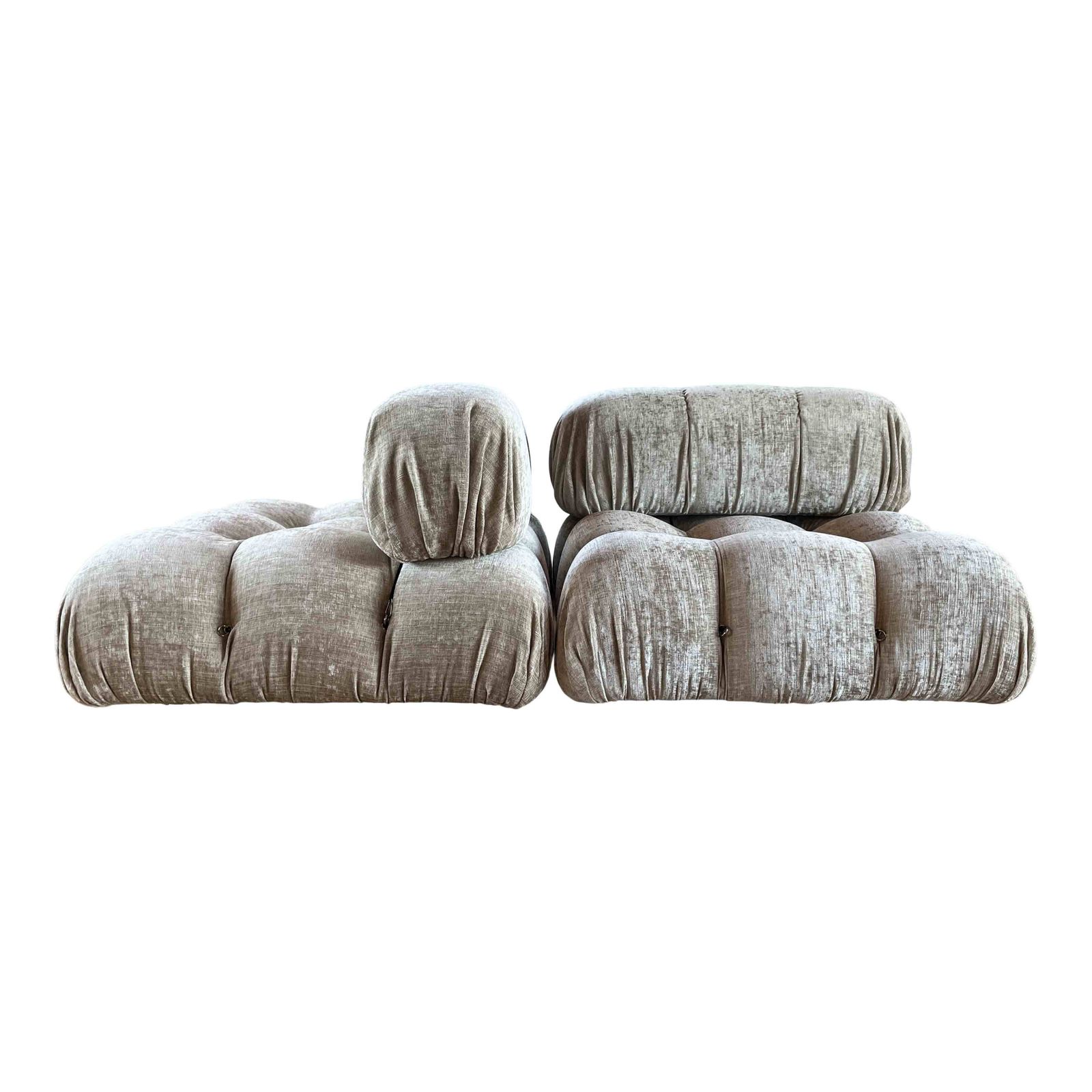 Mario Bellini Camaleonda Sofa For B&B Italia In Off White Velvet, 1970s, Set Of Two Modules