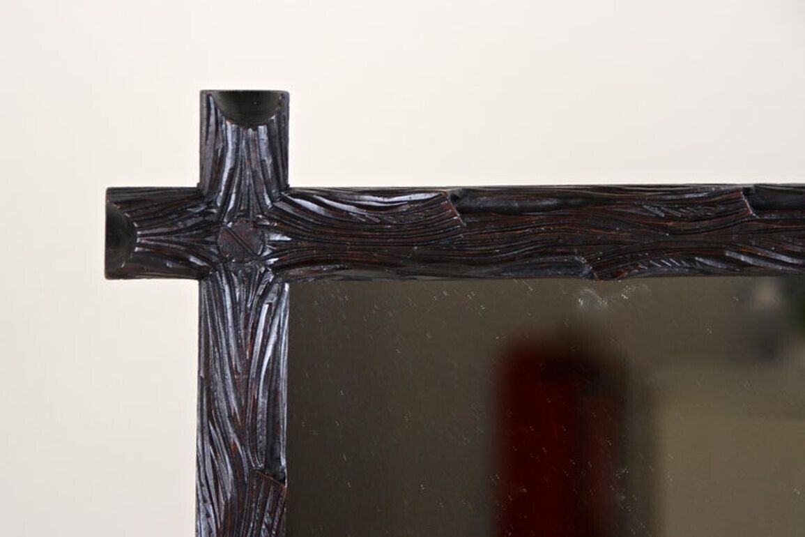 19th Century Rustic Black Forest Wall Mirror   Hand Carved, Austria Circa 1880 photo for sale