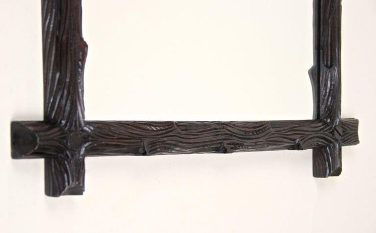 19th Century Rustic Black Forest Wall Mirror   Hand Carved, Austria Circa 1880 photo buy