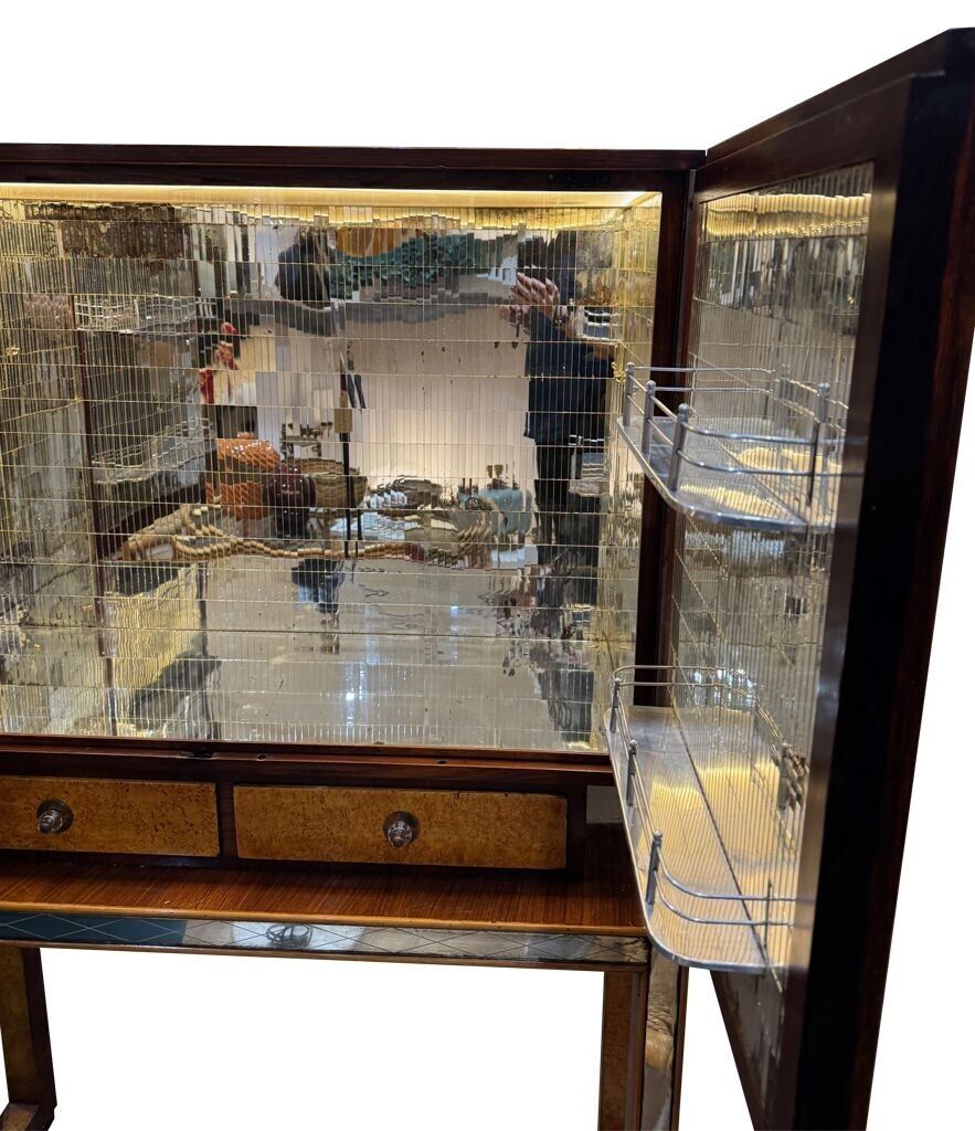 An Italian 1940s Mirrored Maple Wood Bar Cabinet By Osvaldo Borsani photo vinterior