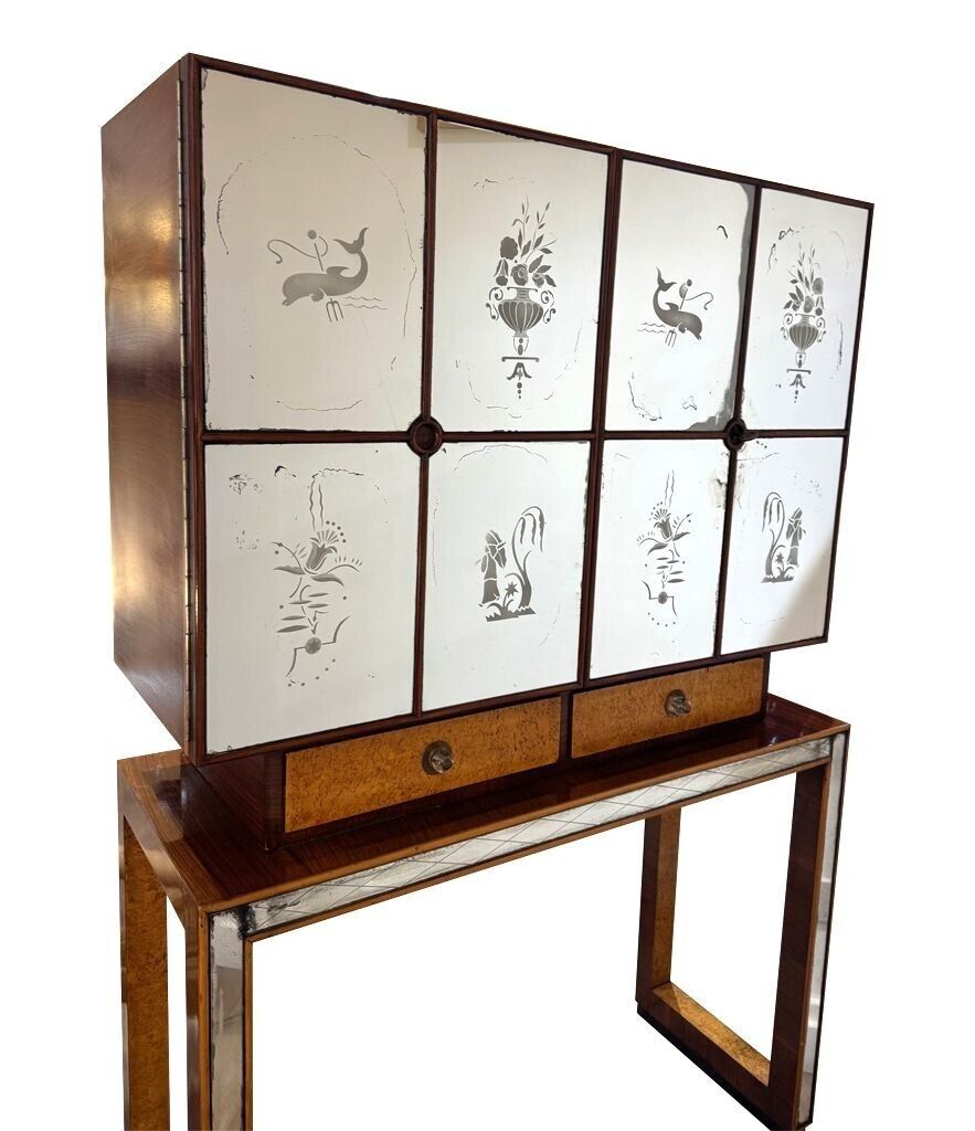 An Italian 1940s Mirrored Maple Wood Bar Cabinet By Osvaldo Borsani photo buy