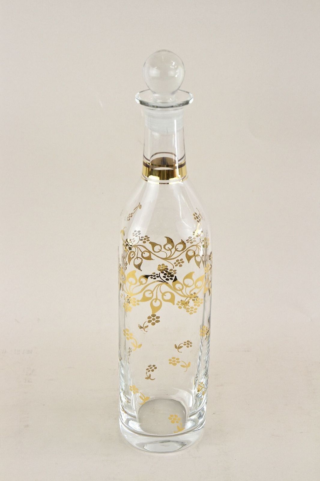 20th Century Glass Decanter/ Bottle With Golden Floral Patterns, At Ca. 1920 photo furniture