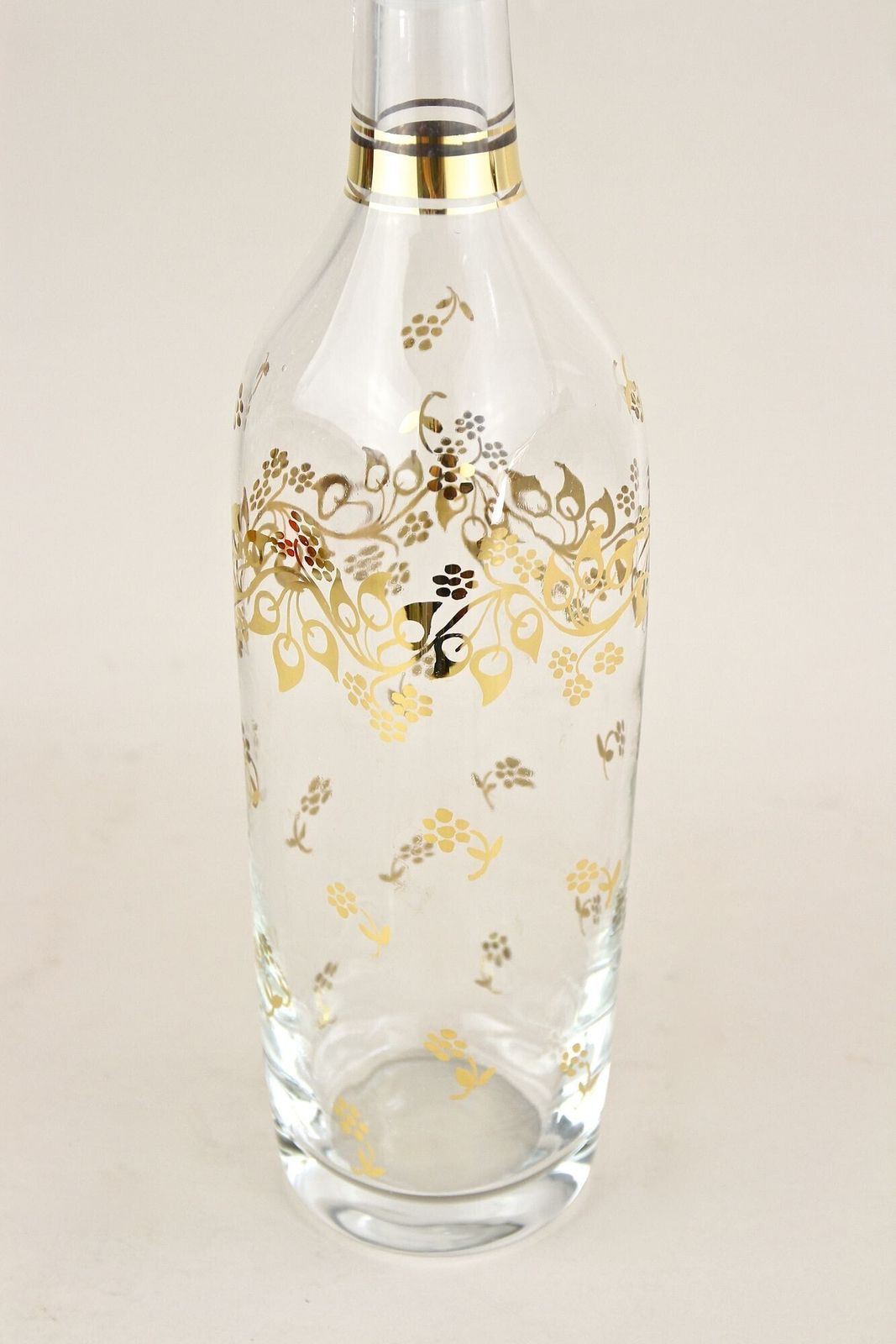 20th Century Glass Decanter/ Bottle With Golden Floral Patterns, At Ca. 1920 photo Home Decor