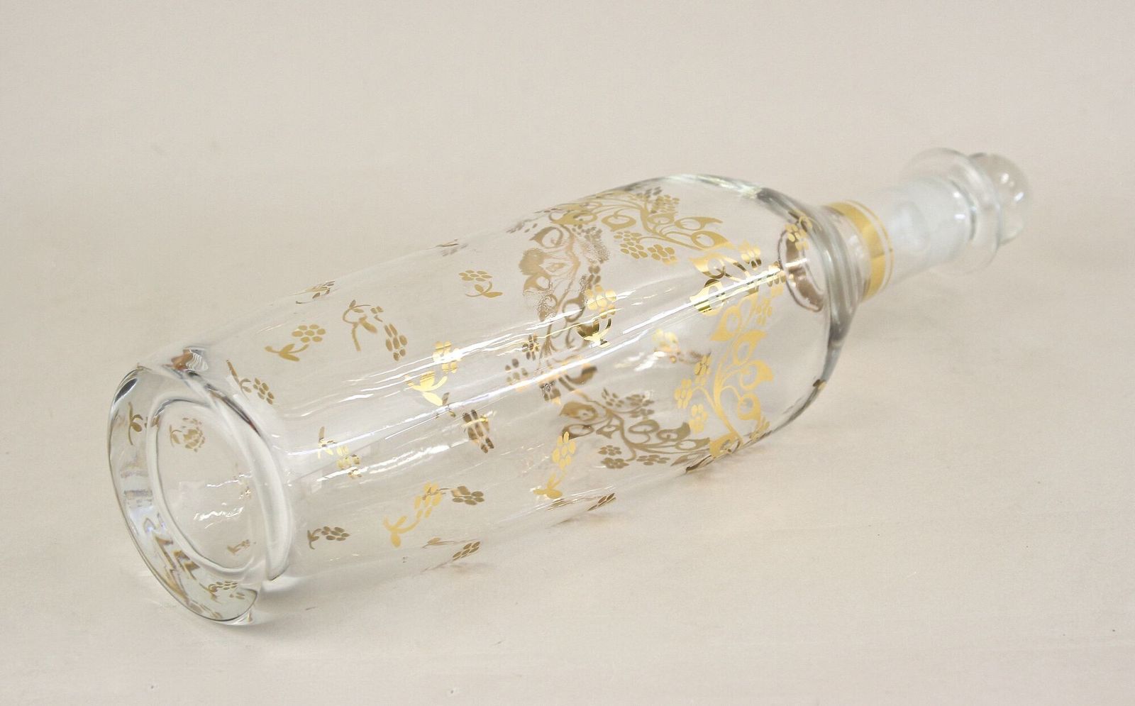 Home Decor 20th Century Glass Decanter/ Bottle With Golden Floral Patterns, At Ca. 1920 photo