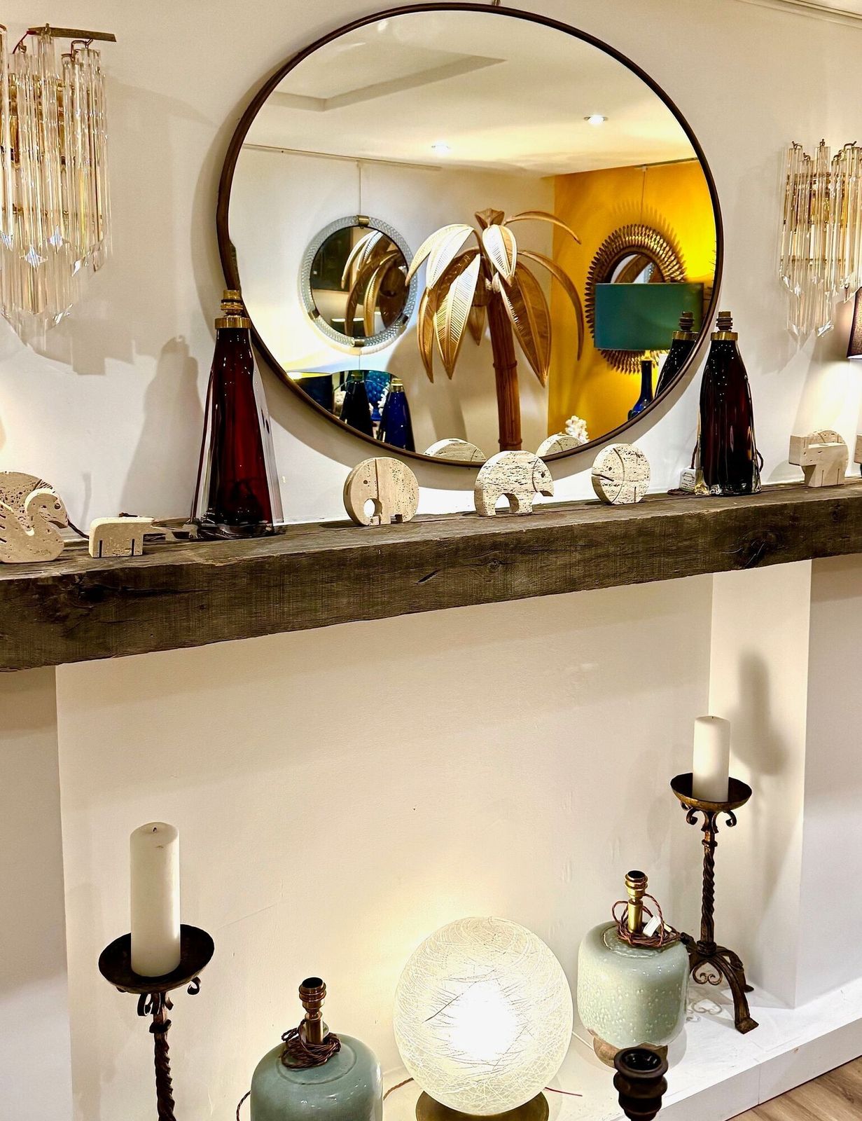 A Large Orignal Italian 1960s Oval Brass Framed Mirror photo 2150.0