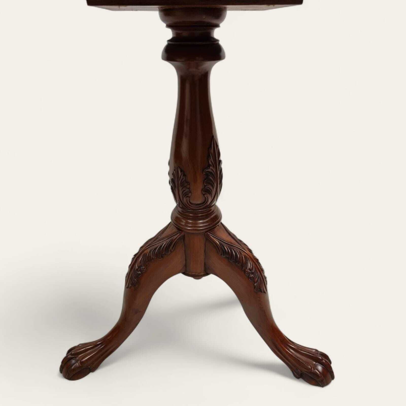 Vintage 1960s Chippendale Style Mahogany Side Table / Claw & Ball Feet / Carved Details photo Furniture