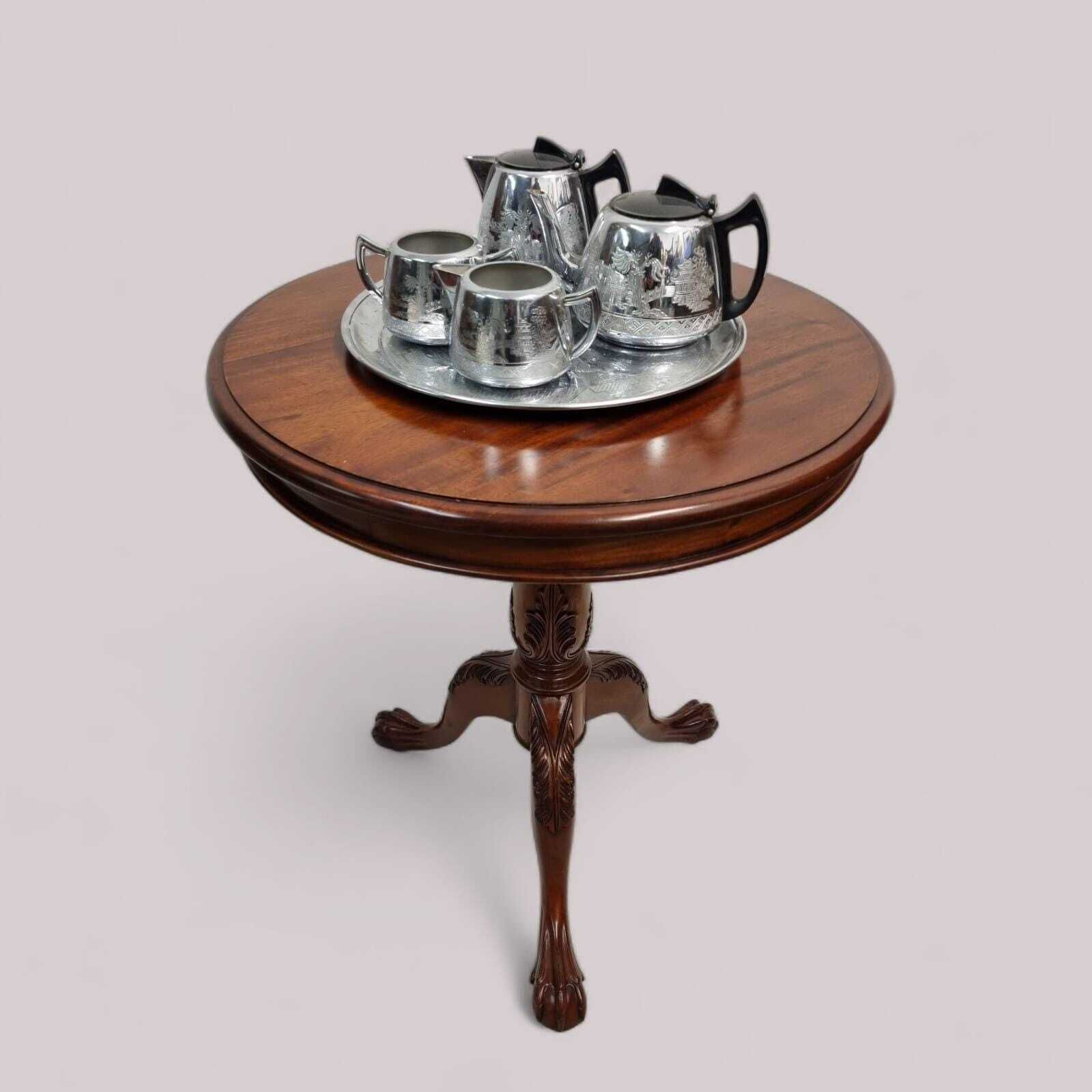 Vintage 1960s Chippendale Style Mahogany Side Table / Claw & Ball Feet / Carved Details photo buy