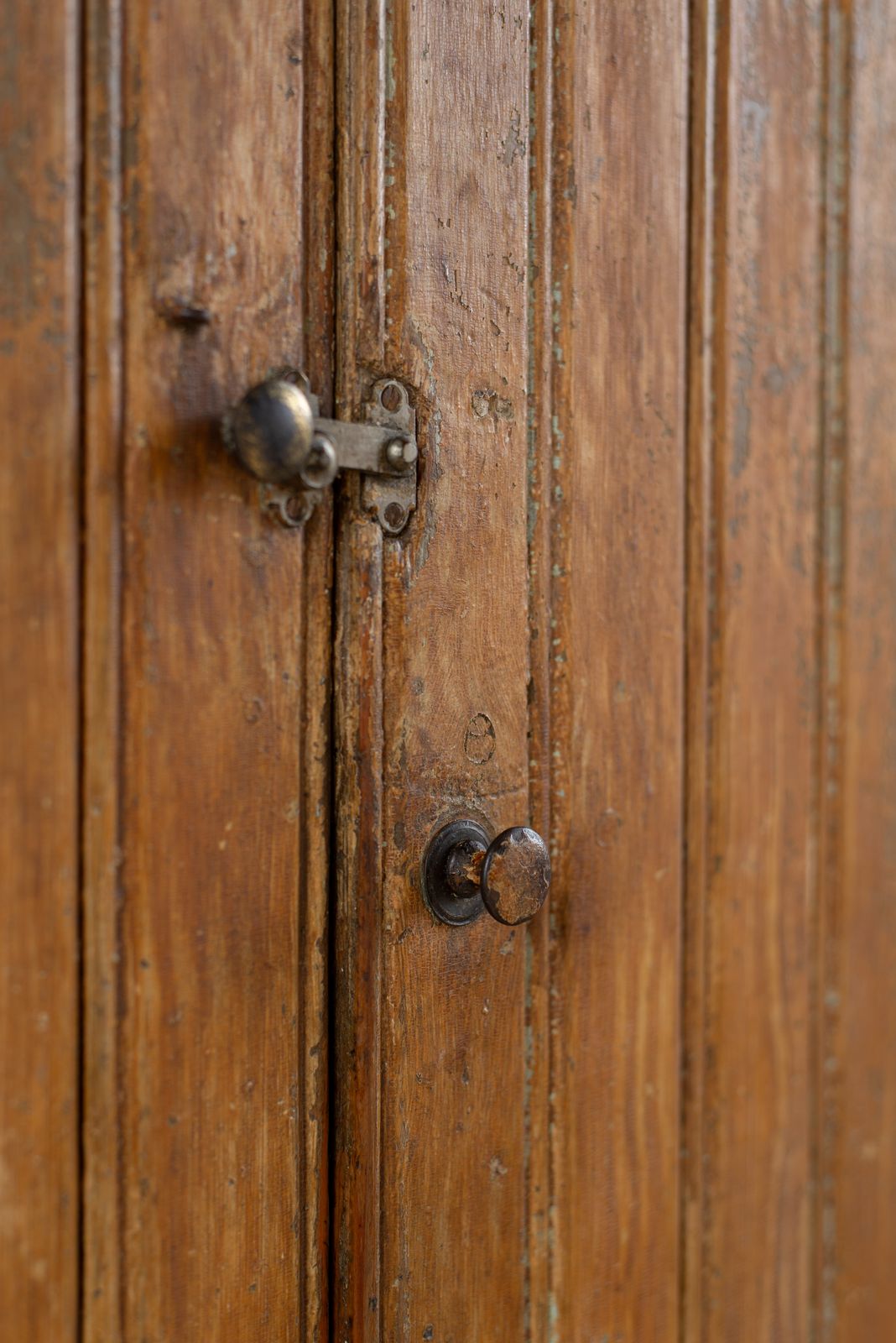 Furniture 19th Century Butt And Bead Swedish Farmhouse Cupboard photo