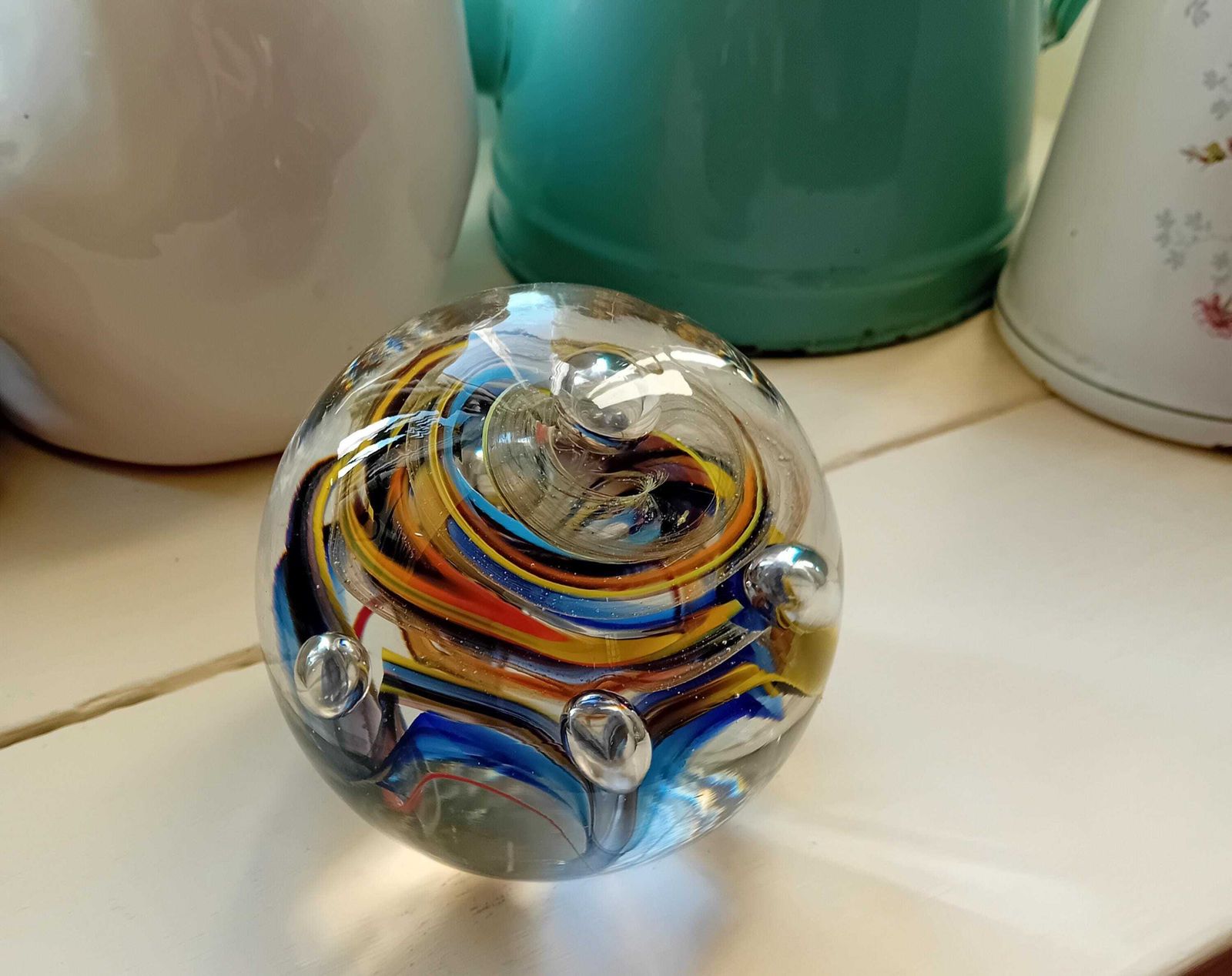 photo for sale Paperweight Large End Of Day Glass Dump Hand Blown Crystal